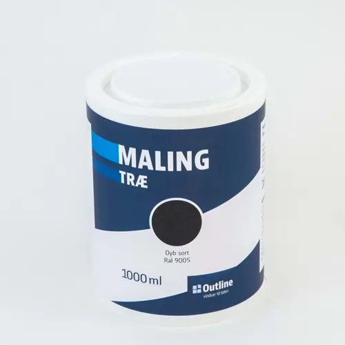 Dør- og vinduesmaling til fyrretræ - RAL 9005 Dyb sort, 1L